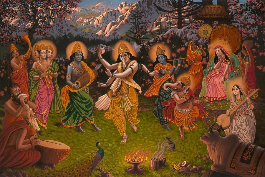 Lord Shiva Dancing on Kailas Parvat in Pradosh Kaal Time