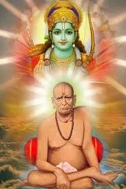 Swami Samarth gave live darshan to Vamanrao Rele under Vatavruksha in Akkalkot in Shri Ram Avatar with Kodanda Dhanush and Ayhodhya Mukut