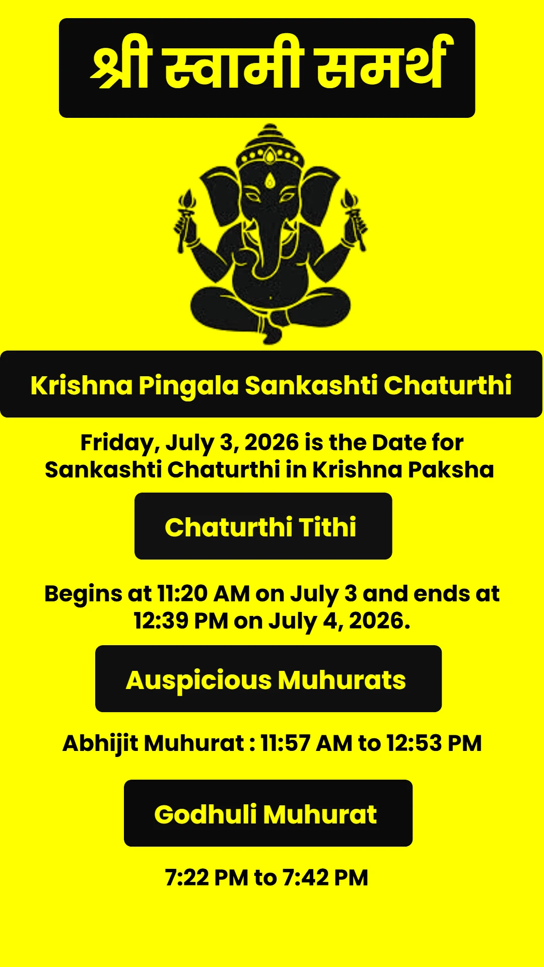 Krishna Pingala Sankashti Chaturthi  Information